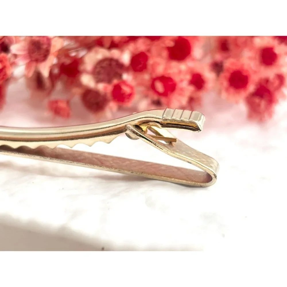 Faux Amber Textured Gold Toned Vintage Men's Tie Bar | Tie Clip